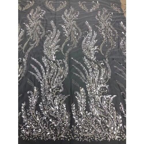 5yards/pc) High grade African wedding tulle lace rich tube beads and sequins embroidered French net lace for party dress FZX115