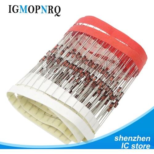 100pcs 1W Zener diode DO-41 3V 3V3 3V6 3V9 4V3 4V7 5V1 5V6 6V2 6V8 7V5 8V2 9V1 10V 11V 12V 13V 15V 1N4733A 1N4742A 1N4728A