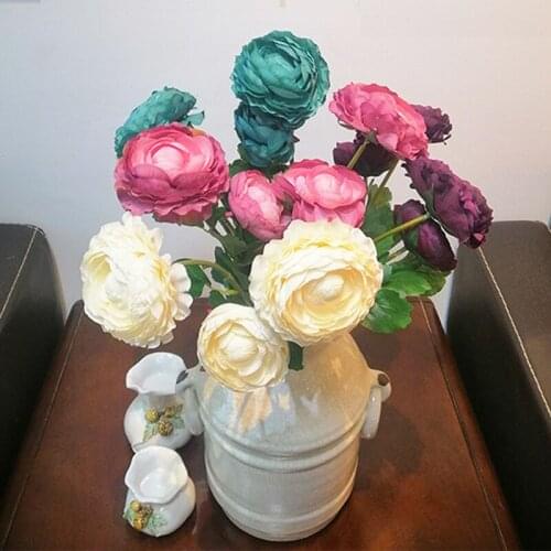 8pcs/set 2 flower heads Artificial Tea Rose Flowers Camellia Silk Fake Flower flores for DIY Home Garden Wedding Decoration