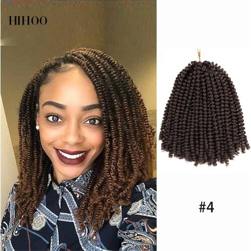 8'' Spring Twist Hair Crochet Extensions For Woman Black Brown Ombre Braiding Hair Synthetic Braid