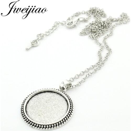 JWEIJIAO DIY Jewelry Accessories Round Pendant Necklace Blank Base Setting,Fit Glass Cabochon 25mm 10pcs/lot wholesale DZ06