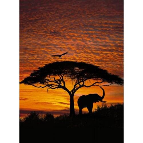 Full Square Diamond 5D DIY Diamond Painting Elephant Under The Tree Embroidery Cross Stitch Rhinestone Mosaic Painting Decor