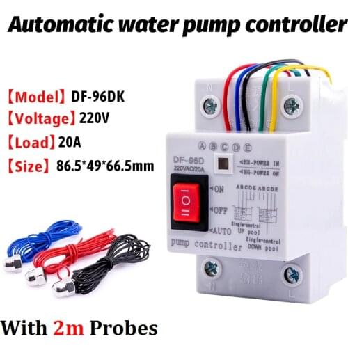 DF-96D Automatic Water Level Controller Switch 20A 220V Water Tank Liquid Level Detection Sensor Water Pump Controller 2m Probes
