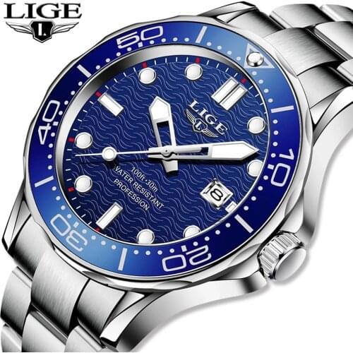 2021 LIGE Top Brand Luxury Watch For Men Stainless Steel Waterproof Clock Sport Watches Mens Quartz Wristwatch Relogio Masculino