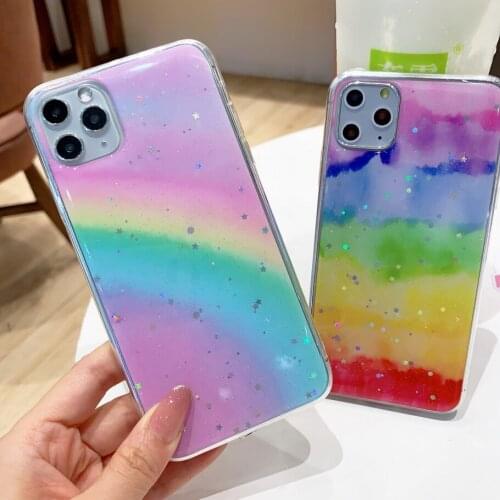 Silicone Colorful rainbow Case for iPhone 11 7 6 6S 8 Plus Soft Cover bling Phone Cases for iPhone XS 11 Pro MAX XR X XS MAX