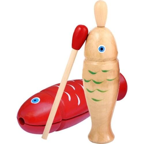 Wooden Fish Drum Sticks Percussion Toy Instrument Percussion Toys for Children Gifts Infant Playing Type Fish Drum Sticks
