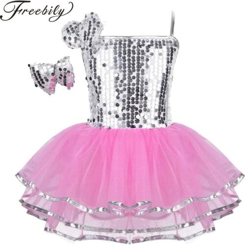 Kids Girls Sequin Jazz Dancewear Costumes with Hairclip Fashion Latin Modern Jazz Latin Waltz Dancing Dress Stage Show Clothes