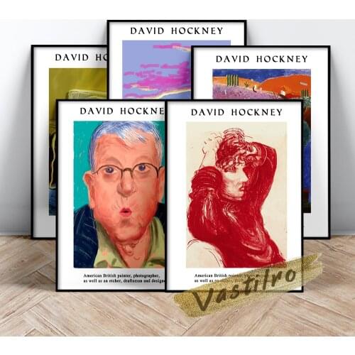 David Hockney Figure Sketch Scenery Art Prints Canvas Painting Retro Poster, Exhibition Museum Wall Picture Modern Home Decor