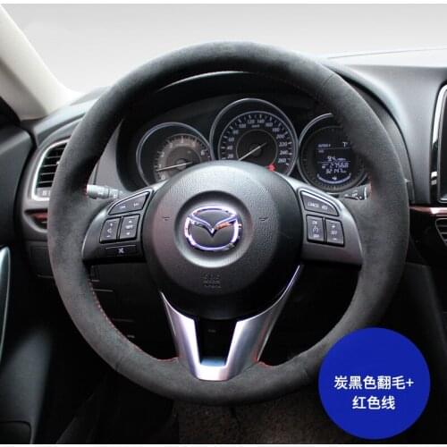 DIY hand-stitched steering wheel cover fit for Mazda 3 6 Atenza CX-5 Axela suede grip cover