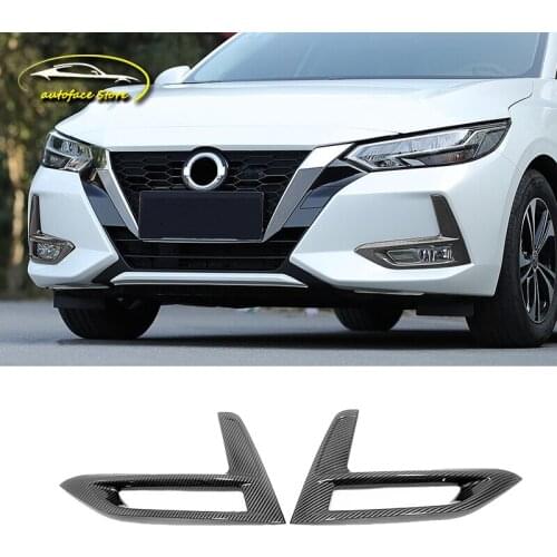 For Nissan Sentra 2020 ABS Carbon Fibre Accessories Auto Front Fog Lampshade Frame Cover Decoration Sticker Car Styling 2pcs