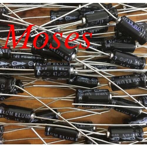 16v 47uf Original New ELUM Axial Audio Electrolytic Capacitor Capacitance 6x13mm +/- 20