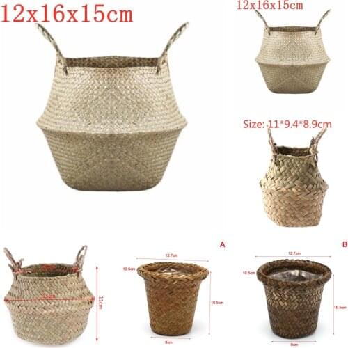 Hot sale Storage Basket Rattan Straw Basket Wicker Seagrasss Folding Laundry Flower Pot Flower Vase Home Hanging Basket