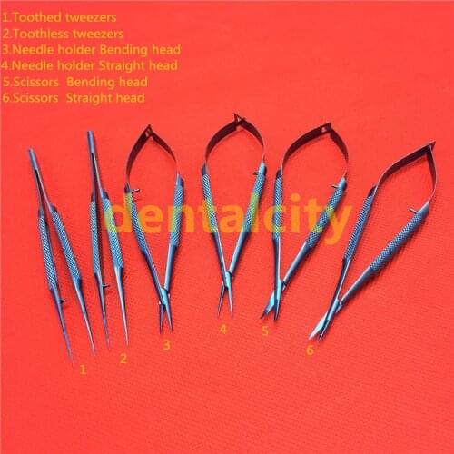 14cm Titanium Ophthalmic Surgical Instruments Dental Instruments Scissors+Needle Holders +Tweezers Surgical tools