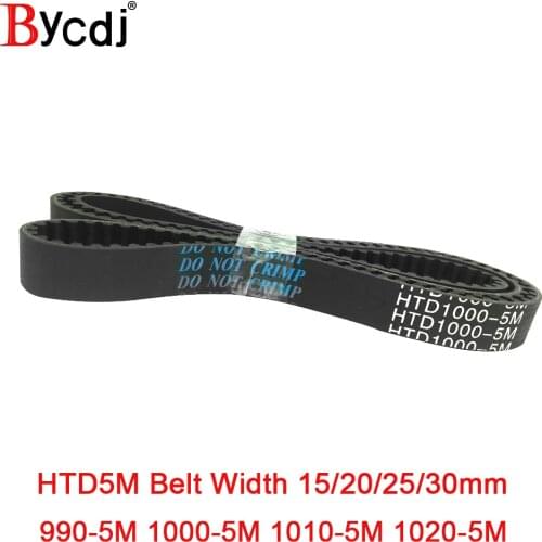 HTD 5M synchronous belt C=990/1000/1010/1020 width 15/20/25/30mm Teeth198/200/202/204 pitch 5mm HTD5M Timing Belt 990-5M 1000-5M