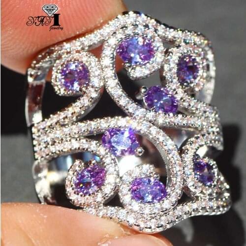 YaYI Fine Jewelry Fashion Princess Claw Set Cut White Cubic Zirconia Silver Color Engagement Wedding Party Leaves Gift Rings