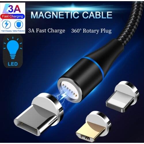 Data Sync Micro USB Type C Cable 8 Pin Magnetic 3A fast Charging For iPhone X XR 7 Huawei honor Xiaomi Samsung A12 Mobile Phone