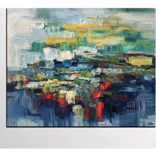Handmade thick knife abstract high quality oil painting Dream abstract village on Canvas Painting Decor Oil Painting artwork