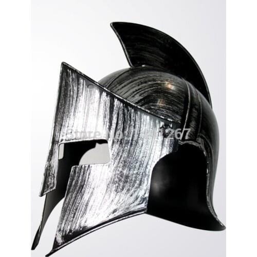 Halloween Adult Cosplay Props Ancient Rome Warrior Hero Plastic Silvery Spartan Helmet Toy Hot Selling