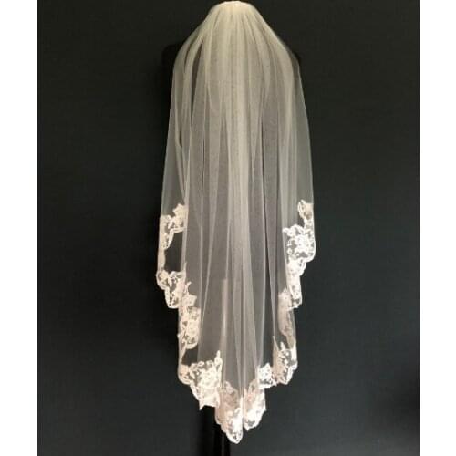 Lace Elbow Length Veil,White lace veil, ivory veil, One Tier veil.With Comb