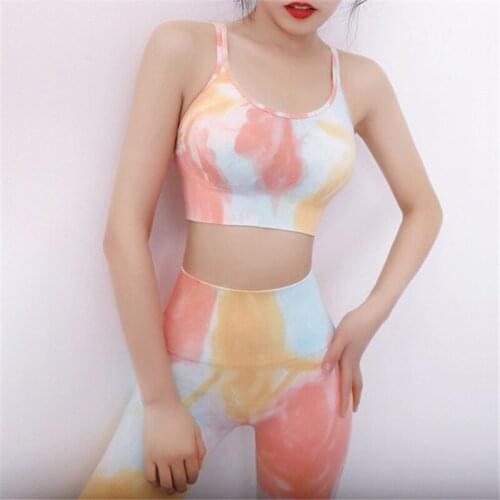 Summer NEW Tie Dye Seamless Yoga Sets Gym Fitness Clothing Sportswear High Waist Athletic Leggings Sports Workout Bra Suits
