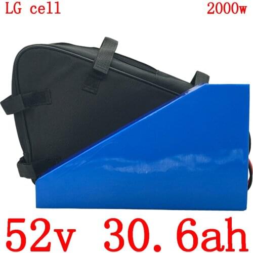52V Triangle ebike battery 52V 30AH 1000W 2000W Lithium battery pack 52V 30AH electric bicycle battery use LG cell with charger