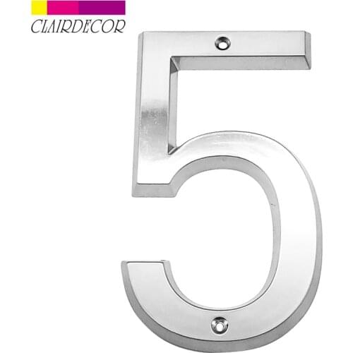 Brushed Nickel 152mm Very Big House Number Door Address Number Zinc Alloy Screw Mounted Outdoor Address Sign # 5
