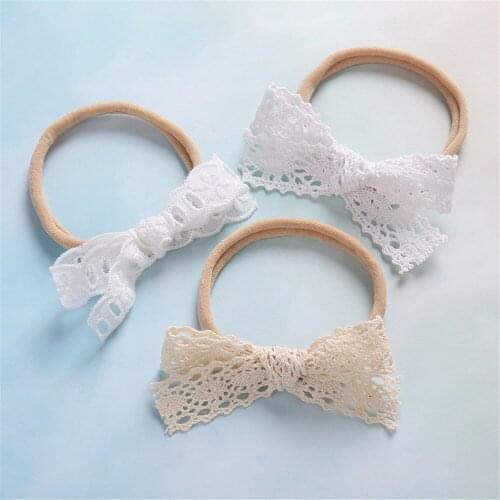 6pcs/lot Cute Lace Hair Bows Elastic Nylon Headbands Girls Soft Nylon Headband For Kids Hot Sale Hair Band Hair Accessories
