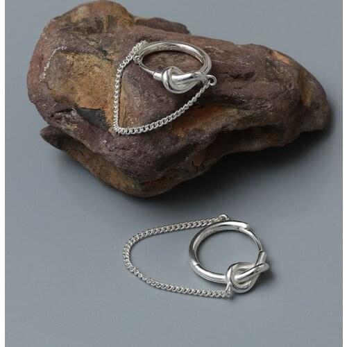 Morivovog Sterling 925 Silver Tie A Knot Hoop Earrings for Women Elegant Chic Statement Chain Tassel Earrings Festival Jewelry