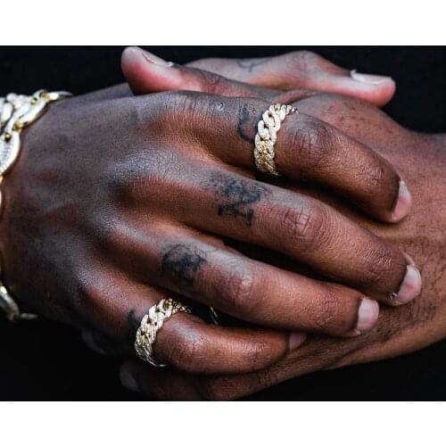 Iced out bling 5A cz cuban chain rings for men boy hiphop bling ice fashon jewelry US size 6 7 8 9 10 full cubic zirconia ring