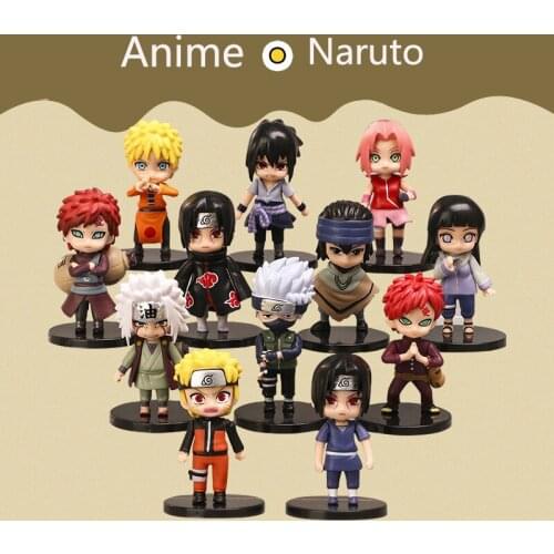 8cm 10pcs/set Anime Naruto Shippuden Sasuke Itachi Kakashi Gaara Jiraiya Sakura Cartoon Q Version PVC Figures Toys Doll Kid Gift