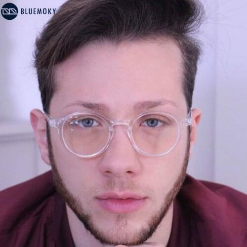 BLUEMOKY Round Anti Blue Light Computer Glasses Frames Men Women Retro Transparent Computer Gaming Spectacles Goggles Eyewear