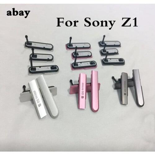 OEM USB Charging Port Dust Plug Cover + Micro SD Port + SIM Card Port Slot for Sony Xperia Z1 L39H C6902 C6903