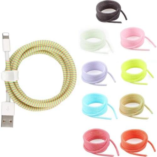 1.4M Multicolor Data Cable Protective Sleeve Spring Twine For Iphone Android USB Charging Earphone Case Cover Bobbin Winder