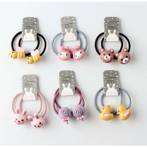 Cartoon cute bee rabbit bear strawberry small rubber band Korean animal hair tie girls hair rope resin rubber band
