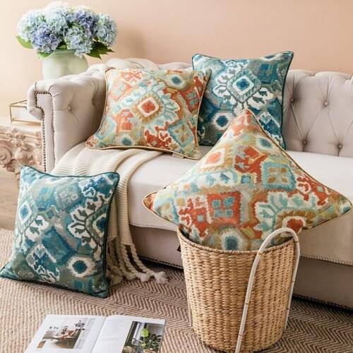 Luxurious Bohomia Jacquard Pillow Cover 50x50cm Blend Cotton Wool Home Decor Cushion Cover Decoration Pillowcase pillowsham