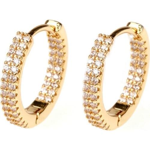 Super Gold Plated Brass Earring Hoops,Custom Setting Cubic Zircon Hoop Earringgold color Earring Jewelry