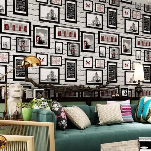 Beibehang Modern British Style White Brick Wallpaper Simulation Frame Photo Wallpaper Living Room Sofa Background Wallpaper