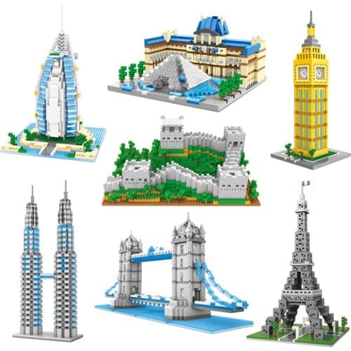 Brick Building Blocks World Famous 3D Model Building Toy City Street View DIY Miniature Building Block Assembly Toy Gift Boxless
