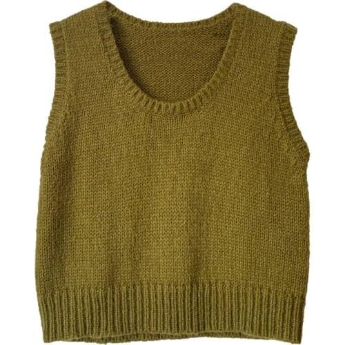 Sweater Vest Women Knitted Crop Vests Solid Autumn Winter Layering