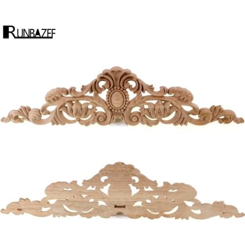 RUNBAZEF Corner Decal Wood Applique Frame Wall Door Woodcarving Figurines Vintage Home Decor Decoration Accessories Furniture