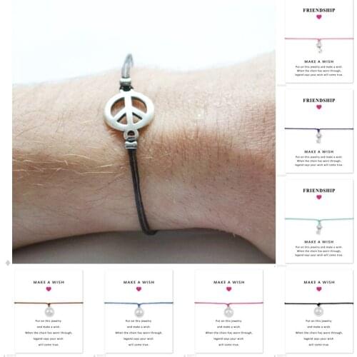 Unisex Girls Friendship Statement Engagement Wedding Bridesmaid Silver Charm Make a Wish Peace Sign Key Bracelets for Women
