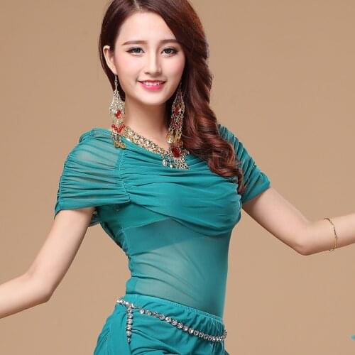 2017 Bellydance Costume Square Women Polyester Spandex Belly Dance Top Performance Service New Short Sleeve S92