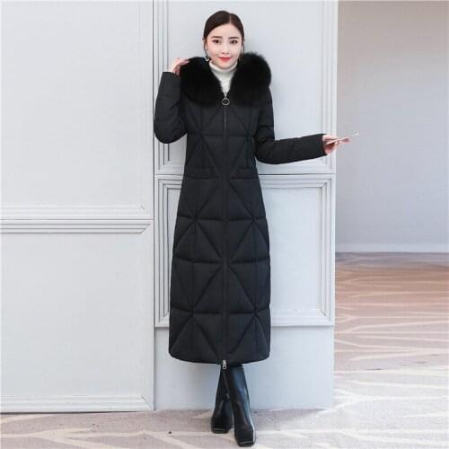 Jacket Down Womens + Large Fox Fur Thick Winter Coat Female 2020 Korean Long Duck Down Jacket Woman Hooded Hiver 16