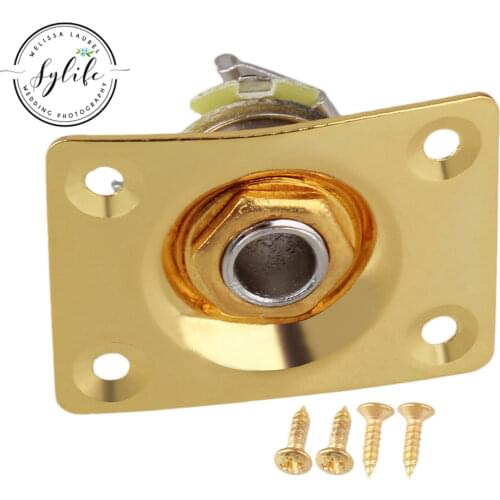GOLD RECTANGULAR GUITAR JACK PLATE & SOCKET FOR GUITAR