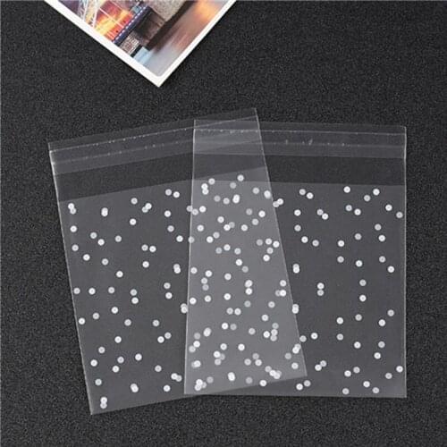100pcs White Dot Candy Cookies Gift Packing Bag Plastic Biscuits Packaging Bread Baking Supplies Party Wedding Decor