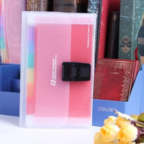13 Grids A6 Document Cute Rainbow Color Mini Bill Receipt File Bag Pouch Folder Organizer Office Supply