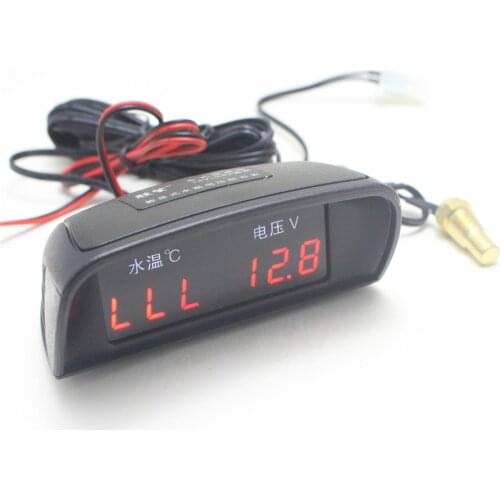 2 IN 12v/24v LCD Digital Meter Car Truck Voltmeter Voltage Gauge + Water Temperature Gauge Thermomet