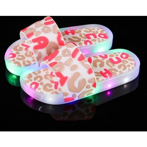 2021 Footwear Luminous Jelly Summer Childrens LED Slipper Girls Slippers PVC Non-slip Beach Sandals Kids Letters White