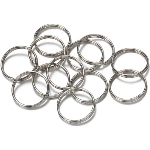 50pcs 304Stainless Steel Key Ring Connector Findings for DIY Keychain Making 10/12/18/20mm Douple Loop Circle Bezel Accessories