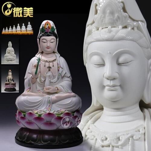 8 to 20 inch lotus sitting Guanyin Guanyin ornaments with Western Sam Sam Po Buddha ceramic crafts